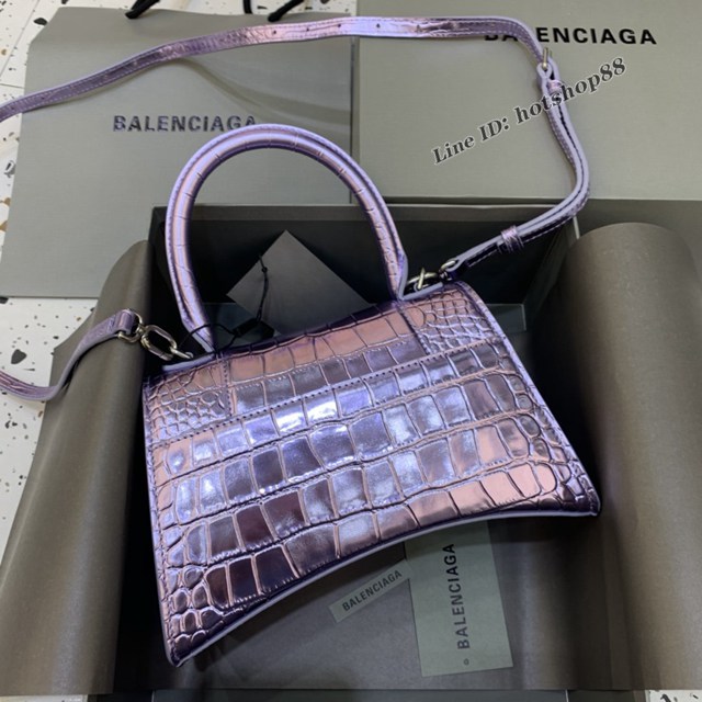 Balenciaga專櫃新款小號手提肩背女包原單沙漏包 巴黎世家星紫色沙漏包 fyj1422